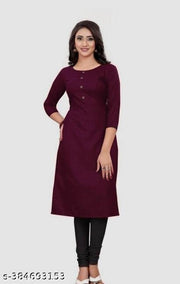Cool&Classy Round Neck Fornt Button Rayon Kurta(Wine)