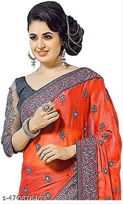 SEMIZOXIS Embroidered, Embellished Bollywood Net, Art Silk Saree
