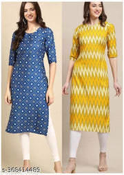 Polyster/Crepe fabric-VIRHAN DESIGN PRINTED 2 COMBO PACK KURTIS FOR WOMEN
