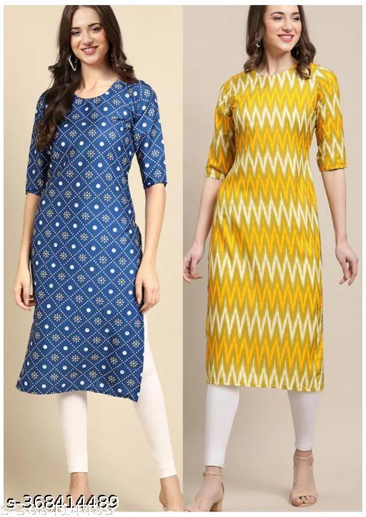 Polyster/Crepe fabric-VIRHAN DESIGN PRINTED 2 COMBO PACK KURTIS FOR WOMEN