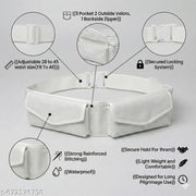 Ihram Ahram Ehram Belt for Men Hajj & Umrah | White Waterproof Polyester Waist Belt | Adjustable 28–45 Inch | 2 Velcro & 1 Zipper Pocket | Al-Harmain