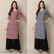 Polyster/Crepe fabric-COMBO OF 2 KURTIS