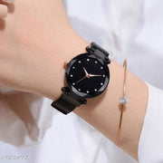 MMD  Casual Designer Black Dial Magnet Watch - for Girls & Women