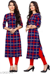 Polyster/Crepe fabric-Women A-line Printed Kurti