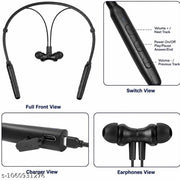 Wireless Neckband Bluetooth Earphones with Deep Bass, HD Sound, In-Line Controls & Comfortable Magnetic Earbuds – Black