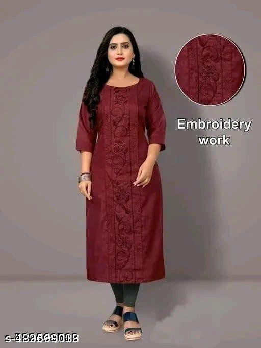 NEW TRENDING EMODRIED KURTY FOR WOMEN AND FULL COTTON KURTY