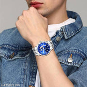 Day & Date Function Watch With Stainless Steel Chain Analog Watch - For Men