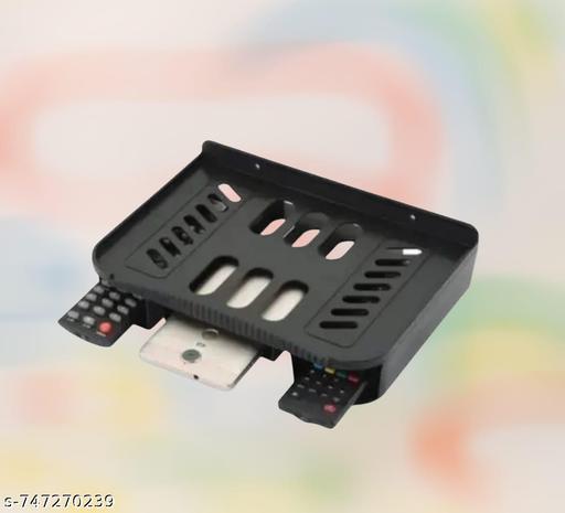 Set Top Box Stand Wall Mount with Double Remote Holder for Speakers, Wi-Fi Router, VR Sensors, TV Cable Box and Playstation TV(Pack of 1, Black)