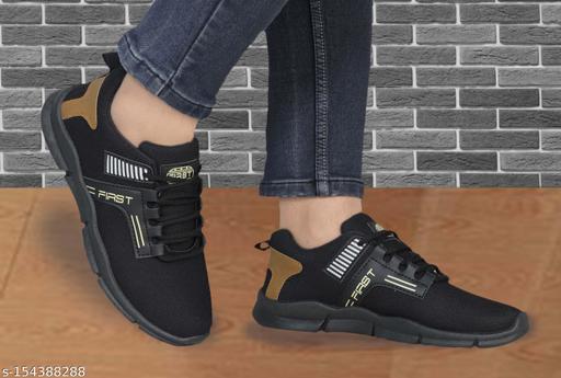 Men's Black & White Mesh Outdoor Casual Shoes