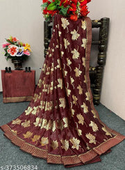 WOMEN GOLD FOIL EMBELLISHED SAREE