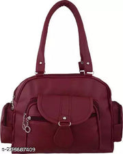 Beautiful Women's Maroon Canvas & Leather Handbag