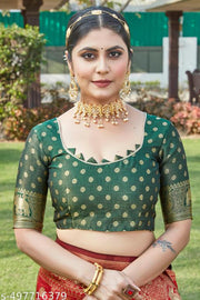 cotton silk jacquard saree with unstitched blouse