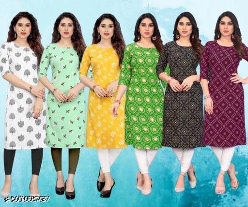 Polyster/Crepe fabric-Women Printed Kurti (Combo Of 5)