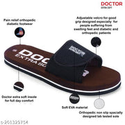 DOCTOR EXTRA SOFT D-17-WOMEN-CUP-GREY Women's Adjustable Strap Orthopaedic Diabetic Comfort Daily Use Slippers & Flipflops