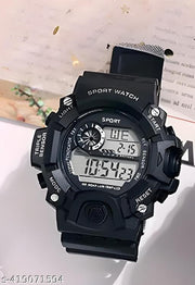 Digital Dial Black Solid Design Strap Multi Functional with Backlight Sports Watch for Men & Boy Digital modal 2024 Digital Watch Shockproof Automatic Waterproof Digital Sports Watch for Men's Kids Watch for Boys Watch for Men Pack of 1 Watch