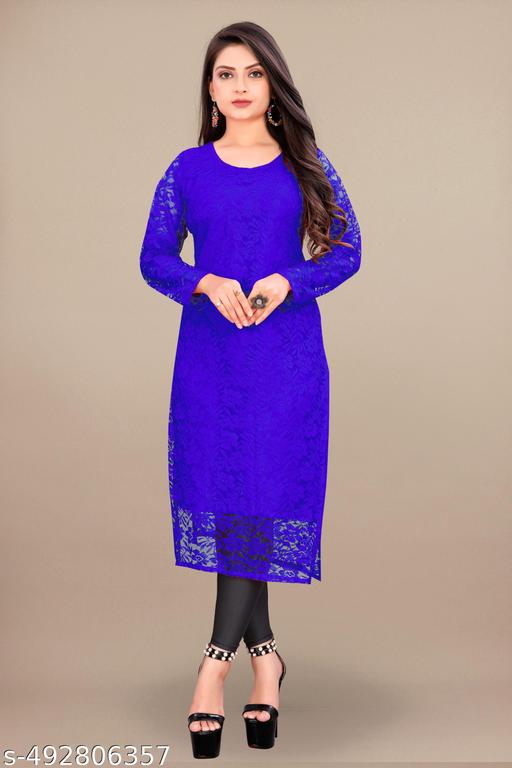 Woman Straight Net Fabric Kurtis