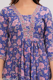 Flared Naira Cut Aliya Cut Straight Printed Kurti