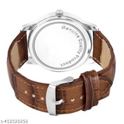 SKOAL Analog Round Black Dial ALPHABET K Design Stylish Brown Leather Strap Classic Design Fancy Wrist Watch for Men and Boys, Pack of 1 - ALPHA-K-AVO-SIL-DBRW-CRL -1