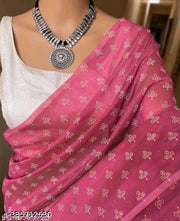 Chanderi Chanderi Cotton Hand Printed  Saree With Satin Silk blouse