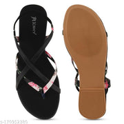 Women Stylish Fashion Black Flats Sandal