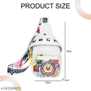 SYGA Celebrity Cartoon Canvas Small Bag Girl Children's Bag Shoulder Messenger Bag Chest Bag(White)