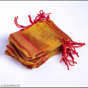 Foxtree Pack of 10 Pieces Silk Tissue Organza Drawstring Closure Maroon Small Size Potli Bags Pouch Best for Party Supply Return Gift Bags (23 cm X 18 cm)