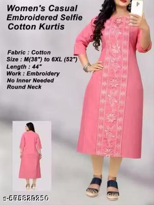 Cotton embroidery  Kurti for girl and womens