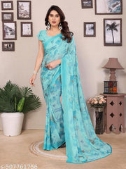 Daily Wear Bollywood Style Trendy Printed Saree For Women with Unstitch Blouse Piece