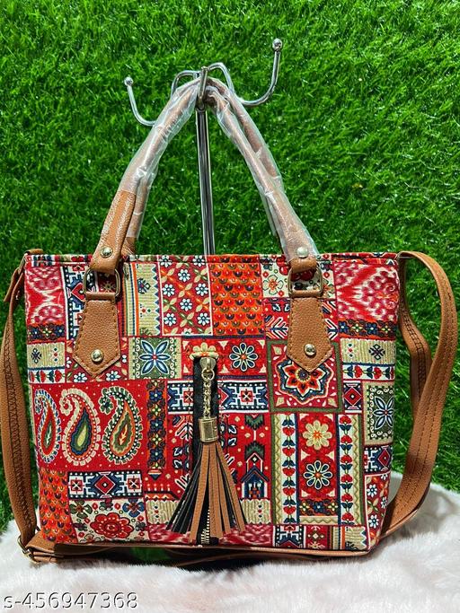 Printed Handicraft Fabric Handbag for Women Office Bag Ladies Shoulder Bag Tote For Women College Girls