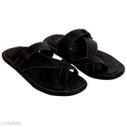 Black Solid Comfort Sandals For Men