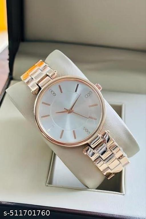 Premium Luxury Rose Gold Women's Wristwatch with Blue Dial | Stylish Analog Bracelet Watch for Girls & Ladies | Elegant Party Wear & Casual Fashion Timepiece