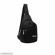 Classic Stylish Black Sling Bag for Men & Women | Crossbody Chest Bag with "Special" Text