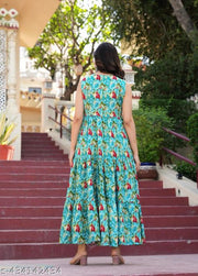 Trending Rayon Printed Sleeveless Kurti