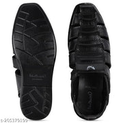 WALKAROO Men Fisherman Sandal with Premium PU Upper, Closed Toe Front, Soft Cushion Sole, Daily Wear Sandals 13505 Black