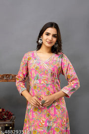 Cotton Kurtis Women's Printed Pattern  with embroidery work
