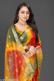 NEW FANCY ORGANZA SAREE  MULTY COLOUR SAREE