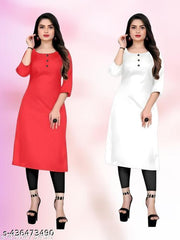 Polyster/Crepe fabric-Casual Crepe Fabric Kurti For Wowen Multicoloured Crepe Kurtas For Women | Trending Summer Casual Ethinic Crepe Fabric Kurti | Casual Regular Fit Crepe Low Price Plain Kurti for Women's