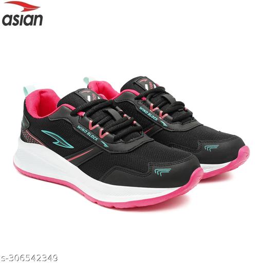 Asian MERCURY-11 Black Rani Pink Sports Shoe