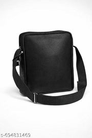 Black Men’s PU Leather Sling Bag / Crossbody Shoulder Bag – Multipocket Travel & Casual Office Bag
