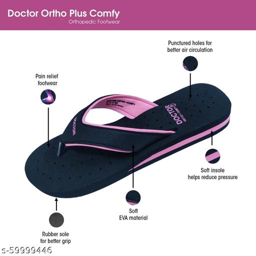 Aaksu DOCTOR ORTHO Soft Women's Diabetic & Orthopedic Light Weight Slippers FlipFlops black pink