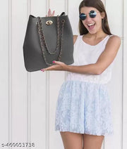 Stylish Women Shoulder Bag with Golden Handle
