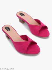 Taydol Women Fancy slip-on Block medium Heel rani pink velvet woven design pvc sole open toe Sandal (33)