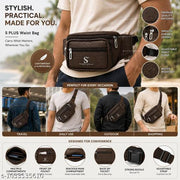 Premium Brown Waist Bag for Men & Women | Sling Bag, Fanny Pack, Crossbody Bag, Travel & Casual Use