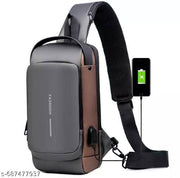 USB Bag - Sling Bag  - USB Shoulder Bag - Waterproof Sling Cross Backpack Bag - Traveling Side Bag  - Port Anti-theft Travel Bag - Waterproof Cross Sling Bag