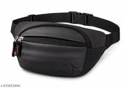MOUNTER Vegan Leather Water Resistant Waist Bag for Men & Women | Chest Sling & Running Bag | Lightweight Crossbody Travel Fanny Pack for Gym, Jogging, Cycling & Daily Use (Black)