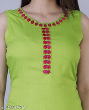 Rayon Straight Green Kurti For Women/Girls
