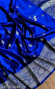 Royal Blue Banarasi Silk Saree with Silver Zari Work