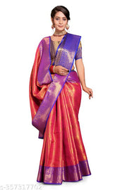 Luxury Banarasi Silk Saree for Women | Bridal Collection Saree  Soft Banarasi Silk Saree with Rich Zari | Ethnic Party Wear Saree