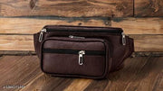 Stylish brown Waist Bag for Men & Women | Multi-Pocket Travel Belt Bag | Adjustable Crossbody Chest Bag