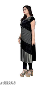 Polyster/Crepe fabric-Women A-line Stripe Kurti